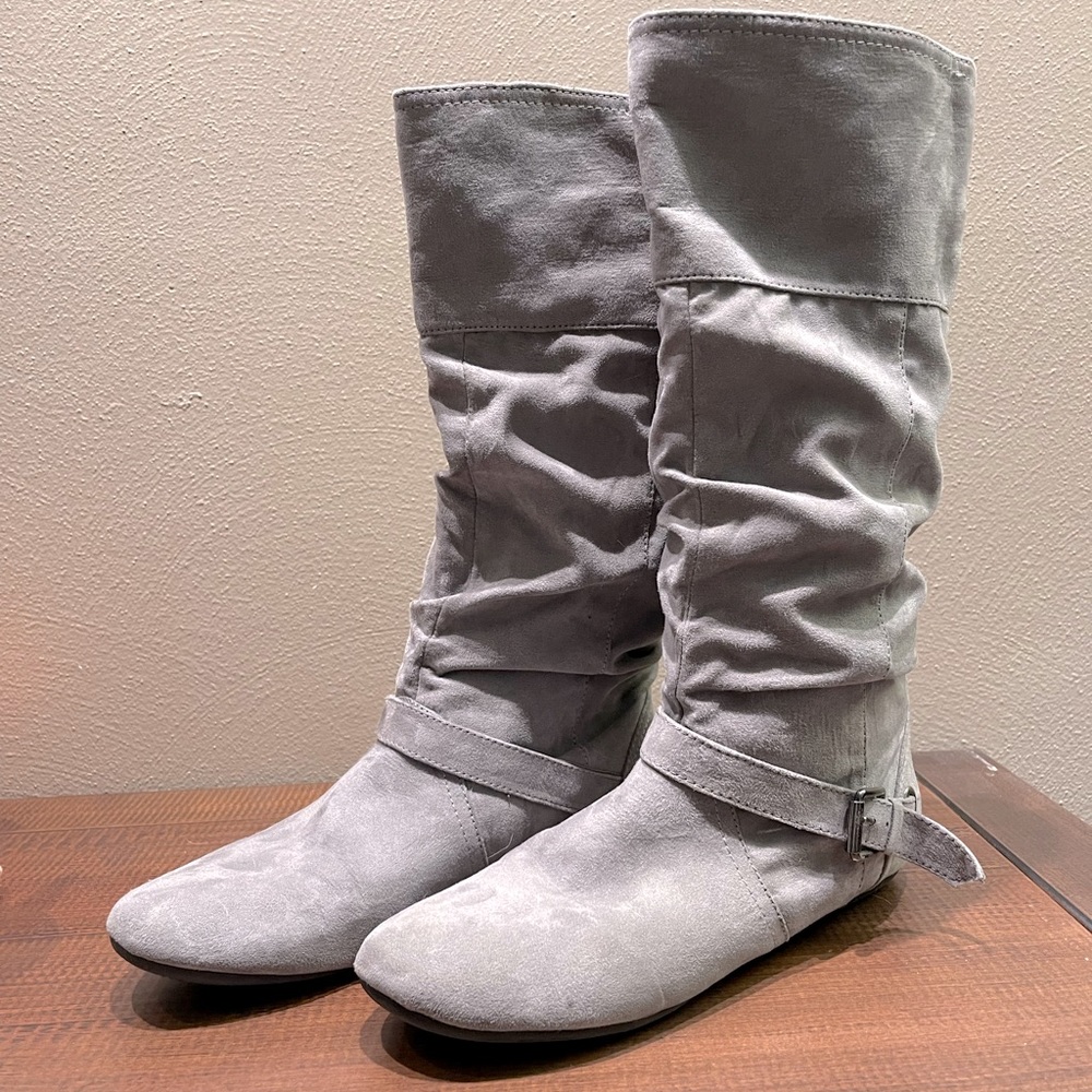 Report Faux Suede Grey Slouchy Boots